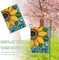 Welcome Spring Summer Sunflower Decorative Garden Flag, Floral Bumble Bee Blue Yard Outside Decorations